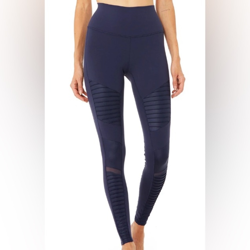 ALO Yoga Navy Ribbed High-Waist Leggings